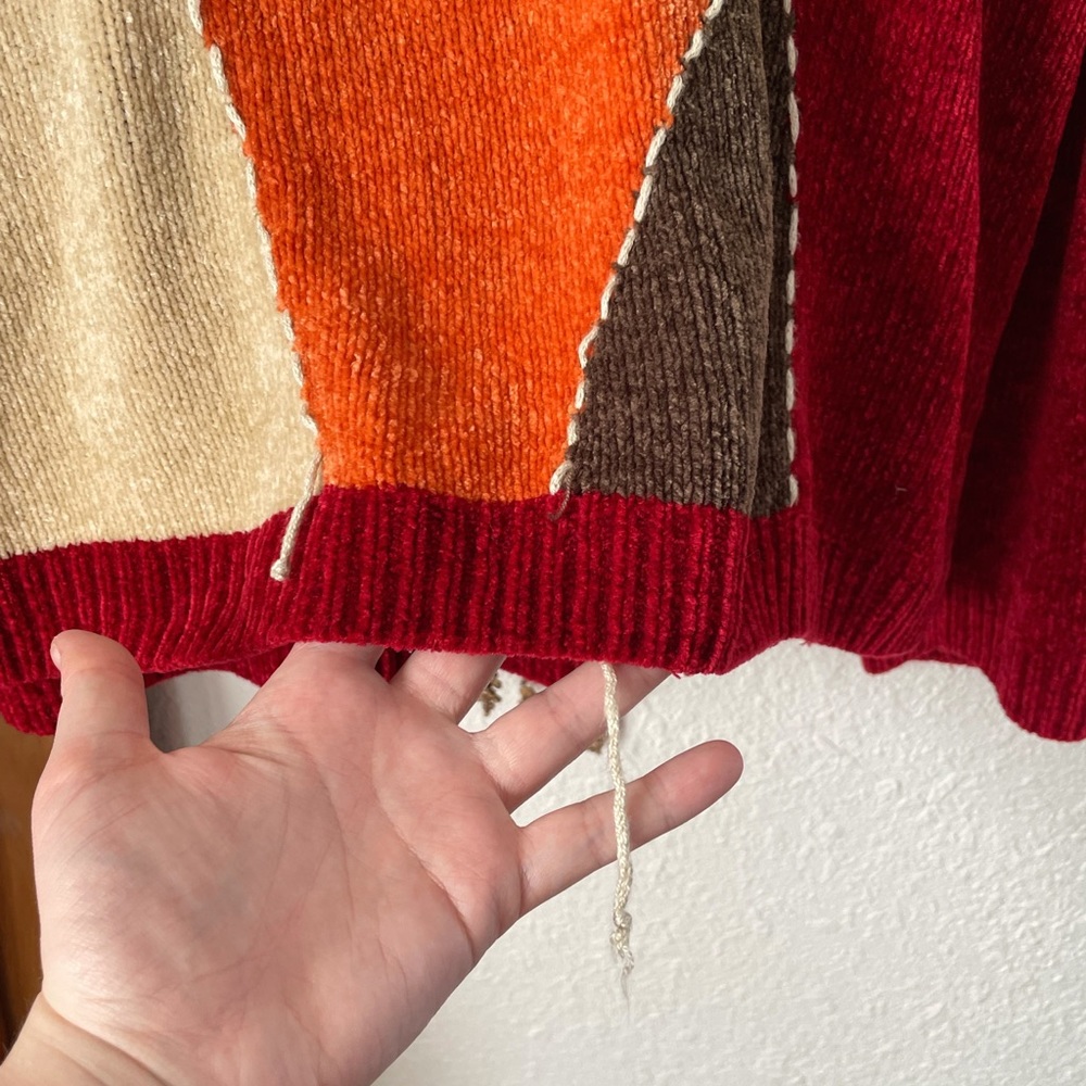 90s Chenille Patchwork Style Sweater - image 3